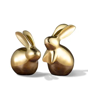 saibasen factory directly sale handmade metal bronze small rabbit for home decoration and art collection