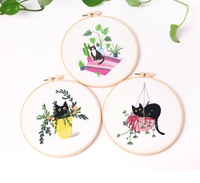 XIXI CX Model Kain Katun Dasar untuk Kerajinan Tangan DIY Cross Stitch Kit untuk Pemula dengan Pola Bordir Tanaman & Bunga