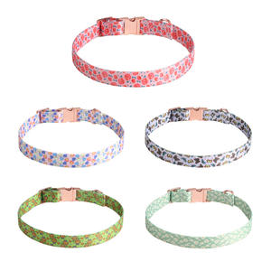 Colliers pour <span class=keywords><strong>chien</strong></span> en sangle épaisse de la série Designer, 12 couleurs, best-sellers, avec boucle en or rose, imprimé floral, toutes saisons - Product Image 3