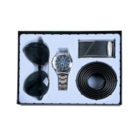 Cadeaux d'affaires personnalisés pour hommes, lot de 4 pièces, montre étanche, porte-clés, ceinture, lunettes de soleil, cadeau pour hommes