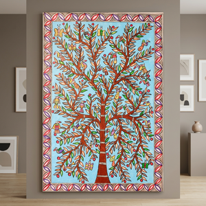 Pintura Madhubani de Bihar en Lienzo 3D Completo, Arte Popular Hecho a Mano, Decoración de Pared de Jharkand 1360 - Product Image 6