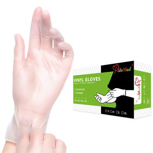 Food Service Disposable Vinyl Gloves 24CM Silicone-Free <b>Powder</b>-Free Non Sterile Clear Smooth <b>Texture</b> Customizable - Product Image 1