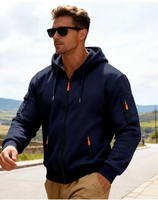 Pull en molleton épais de style américain pour homme, décontracté, à capuche, pour le travail, fermeture éclair, chemise à manches longues
