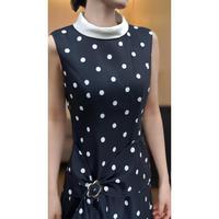 Jupe courte, robe d'été à pois de style français-romantique, manches régulières, taille haute, amincissante