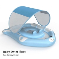 Bouée de bain pour bébé avec console volant, corps gonflable en PVC, siège en maille et auvent pare-soleil pour programmes de vente au détail personnalisés