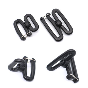 Mousqueton pivotant <span class=keywords><strong>double</strong></span> à <span class=keywords><strong>double</strong></span> boulon en plastique recyclé noir pour sangle de sac à dos, idéal pour le cyclisme et l'escalade - Product Image 1