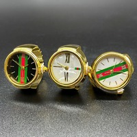 Reloj de Anillo Romano Minimalista, Movimiento de Cuarzo, Aleación de Oro y Plata, Esfera Negra y Blanca, Correa Elástica de Acero Inoxidable, Unisex