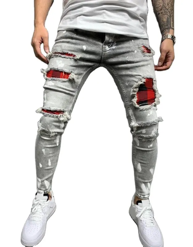 New Washed Mens Jeans Denim Trousers Slim Ripped Pants Men Black Friday Casual Leisure Men'S Jeans with Hole
