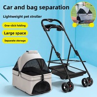 Poussette pour animaux de compagnie pour chiens et chats - Poussette pliable légère en métal pour petites races et utilisation en extérieur