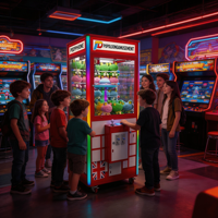 Machine d'arcade commerciale attrape-primes et attrape-sucreries avec lumières LED, en métal, pour parcs d'attractions et centres de divertissement familial PPL