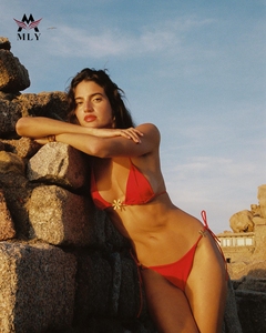 Maillot <span class=keywords><strong>de</strong></span> bain <span class=keywords><strong>2</strong></span> pièces <span class=keywords><strong>de</strong></span> luxe, couleur unie, avec nœud sur le côté, maillot <span class=keywords><strong>de</strong></span> bain pour femmes - Product Image 3