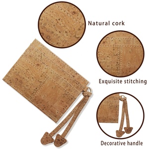 Factory Custom Slim Cork Leather Wallet Eco Friendly Natural Vegan Waterproof RFID Men's ID Card Holder Credit Card Lanyard - Product Image 2