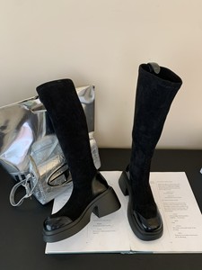 Bottes noires pour femmes, vente chaude en hiver 2024, nouvelles bottes longues, bottes à fourrure, en stock, tailles 35-39 - Product Image 5