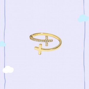 S925スターリングシルバーミニマリストミドルフィンガーリングファッションジュエリー女性ダブルクロスオープンリング - Product Image 2