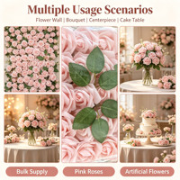 Décoration de gâteau d'anniversaire, décoration de gâteau de la Saint-Valentin, cadeau, fleurs artificielles multicolores avec feuilles, 25 pièces, pour mariage