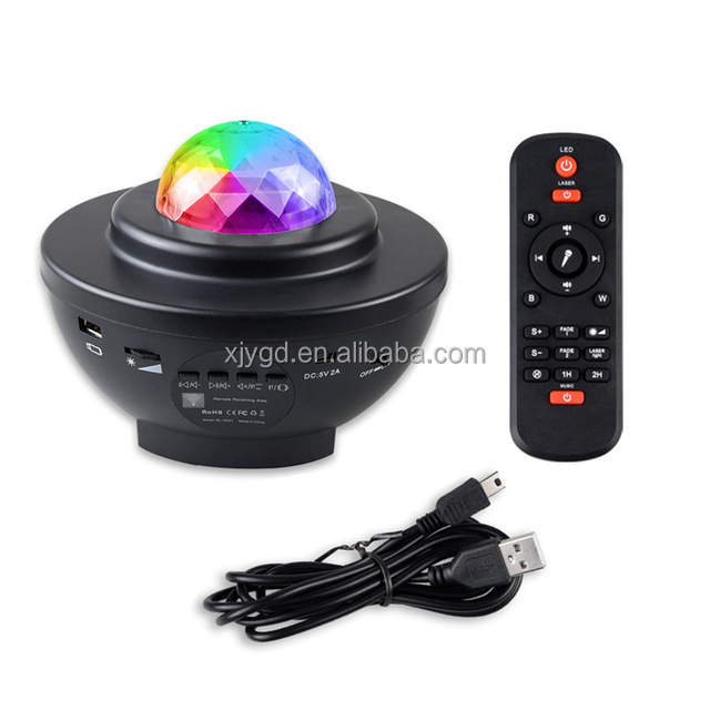 LED Starry Sky Projector Night Light with Remoter USB Wireless Music Player Star Projection Colorful Waves Night Light Gifts