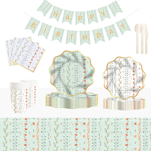 DAMAI Floral Paper <b>Plates</b> and Napkins Party Floral Party Supplies Baby <b>Shower</b> Dinnerware Sets for 8 Guests - Product Image 1