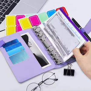 Custom all'ingrosso taccuino <span class=keywords><strong>a</strong></span> scacchi Planner Set portafoglio soldi cerniera A6 Budget legante <span class=keywords><strong>con</strong></span> buste di denaro ed etichetta adesivo - Product Image 5