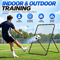 Rebondisseur de football portable avec filet en PE, cadre en acier stable, but de rebond pour l'entraînement au football pour enfants et adultes