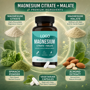 Complesso di magnesio pesante 300 mg glicina acido malico e magnesio citrato capsule per il rilassamento muscolare sedazione del sonno ed energia - Product Image 3