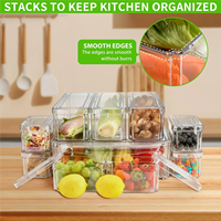 Boîtes de rangement pour réfrigérateur en PET transparentes, robustes, empilables et pratiques avec couvercles pour fruits et aliments de cuisine afin de maximiser l'espace du réfrigérateur