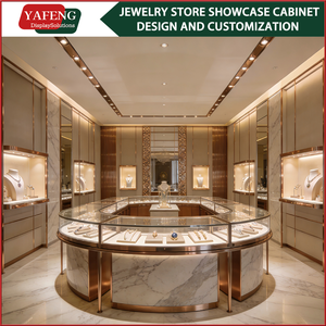 Comptoir de présentation de bijoux moderne sur mesure avec verre trempé ultra-transparent, serrure et éclairage LED pour magasin de bijoux en centre commercial - Product Image 2