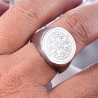 Anillo de Regalo para el Día de San Valentín, Anillos con Brújula para Hombres y Mujeres, Joyería para Parejas, Anillos de Acero Inoxidable con Grabado de Estrella y Brújula
