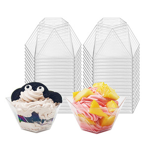 Haute qualité 3.5oz jetable Plastikbecher en plastique Dessert tasse pentagonal losange clair pouding <span class=keywords><strong>Mousse</strong></span> gâteau tasses en plastique - Product Image 2