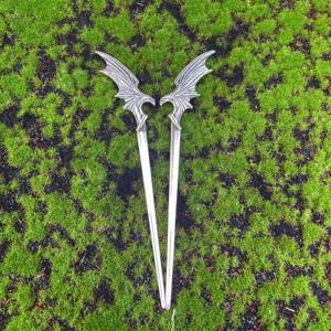 Épingle à <span class=keywords><strong>cheveux</strong></span> Dragon Wing en alliage de zinc plaqué argent antique, style gothique fantastique, <span class=keywords><strong>pour</strong></span> femmes, cosplay, usage quotidien, cadeau - Product Image 3