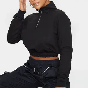 New design 2022 long sleeve black light pink zip up elasticated waistband women gym hoodies