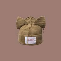 Chapeau en tricot de pâte d'oreille de chat et de cochon en trois dimensions mignon Couples en tricot Chapeau en tricot parent-enfant