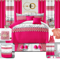 Ensemble de literie de luxe 26 pièces avec rideaux assortis, ensemble de chambre à coucher royal pour le marché d'Haïti et de Miami, textile de maison de haute qualité