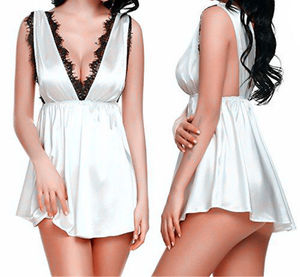 Lingerie Sexy 2023 <span class=keywords><strong>Eur</strong></span> et Amer Femmes Robe Transparente Plus Size Slip Dress With Deep V Household Pyjamas Sexy Lingerie Vendeur - Product Image 4