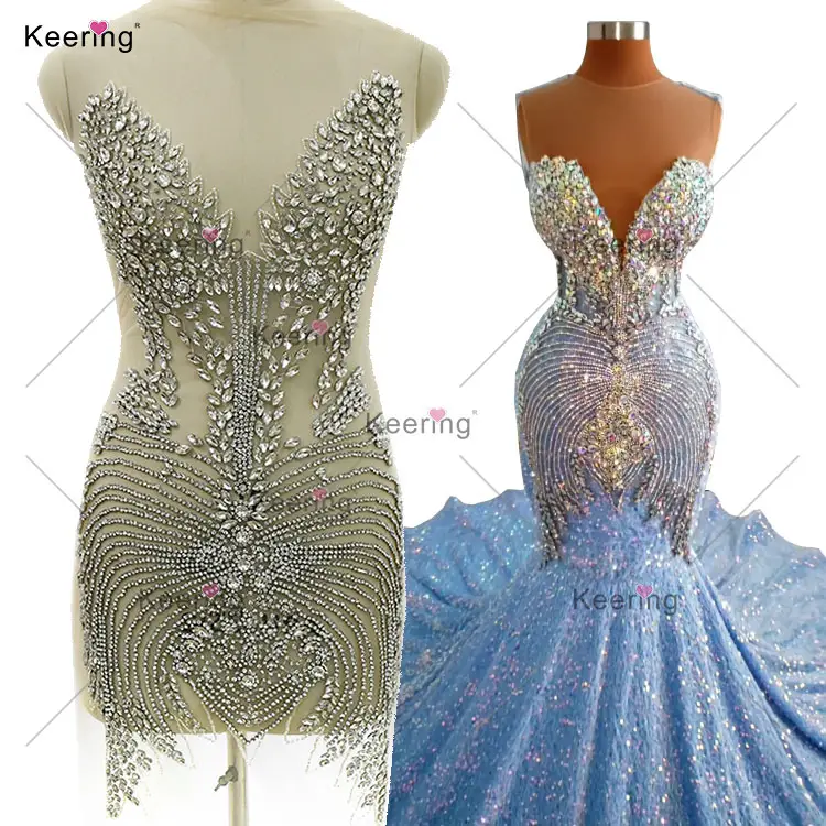 WDP-450 Keering Fashion Applique per abito con corpetto di strass di cristallo fatto a mano di buona qualità per il vestito
