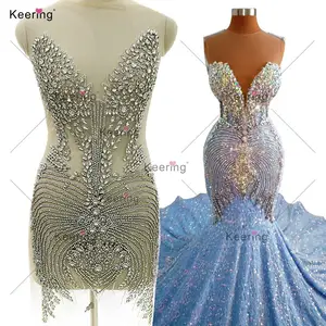 WDP-450 Keering Fashion gaun Bodice, Gaun kristal berlian imitasi manik-manik buatan tangan kualitas baik untuk gaun