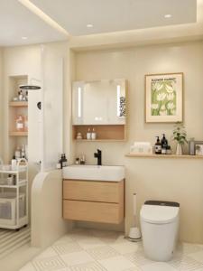 Meubles de salle de bain en bois massif, design moderne, gain de place, vasques simples - Product Image 5
