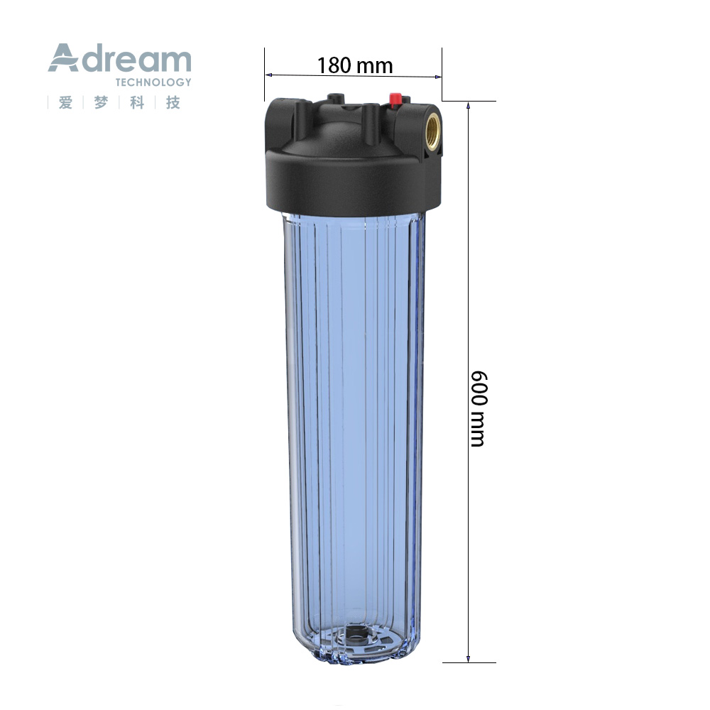 Grote Blauwe Water Filter Behuizing Voor Hele Huis Cartridge Filter 10*4.5 "20*4.5" Clear Transparant