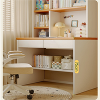 Ensemble de bureau d'ordinateur en bois massif de style crème au design moderne, gain de place pour chambre à coucher, coiffeuse, bureau d'étude pour enfants et bibliothèque combinée