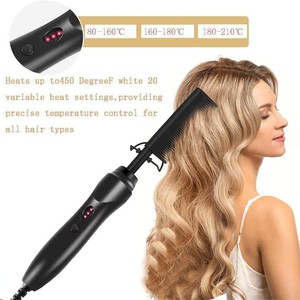 Peine Eléctrico de Cobre para Alisar el Cabello con Dientes de Acero Inoxidable y Cerámica Dorada para Uso en Cabello Húmedo y Seco, Herramienta de Peinado para el Hogar - Product Image 2
