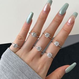 Dylam Classic Design Fine Fashion Jewelry Women S925 Silver Rhodium Plated <b>Circle</b> 7mm 5A Cubic Zirconia Wedding Promise <b>Rings</b> - Product Image 4