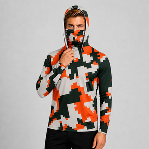 Digital Camo Fishing Shirt Hooded Quick Dry <b>Long</b> <b>Sleeve</b> Sun Protection Pullover <b>Men</b> Outdoor UV - Product Image 2