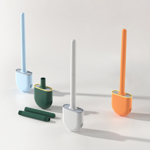 Tenture murale Poignée amovible <span class=keywords><strong>brosse</strong></span> de nettoyage de toilette salle de bain mini <span class=keywords><strong>brosse</strong></span> de toilette en silicone souple de forme plate avec support support - Product Image 3
