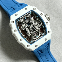 Hochwertige Tourbillon-Design Sportliche Mechanische Uhr für Herren mit 19mm Keramikband und 50m Wasserdichtigkeit