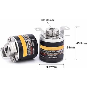 Codificador Rotatorio Absoluto RNOWIU6F0, Eje Hueco de 8 mm, Salida Analógica de 5-24 V, Cables 485A 485B ZR - Product Image 4