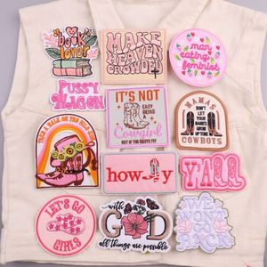 Nouveaux patchs brodés thermocollants roses style western pour cowboys et cowgirls, patchs personnalisés avec logo brodé pour casquettes de camionneur et vêtements - Product Image 4