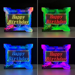 Panneau lumineux portable rectangulaire à LED néon avec affichage de texte Wifi, effet défilant « Joyeux Anniversaire », pour bars, discothèques, KTV - Product Image 1