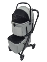 Poussette moyenne de luxe à 4 roues pour deux chiens ou chats chariot pliant à une main poussette en aluminium double détachable à deux paniers pour animaux de compagnie