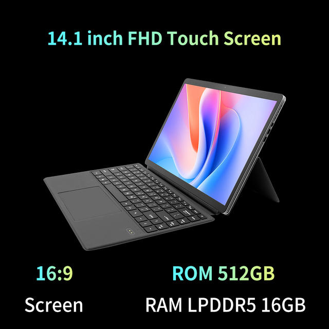Brand New 14 Inch 2-in-1 Touch Screen Laptop Intel N95 FHD IPS Display 12GB RAM Windows 11 Home Metal SSD English Keyboard