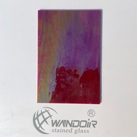 Lámina de vidrio opalescente para pared, arte, 3mm, iridiscente, Borgoña, Rojo