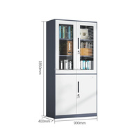 Archivador moderno de acero con cerradura de 5 cajones, estantes ajustables, corto y fino con puerta para almacenamiento de muebles de oficina